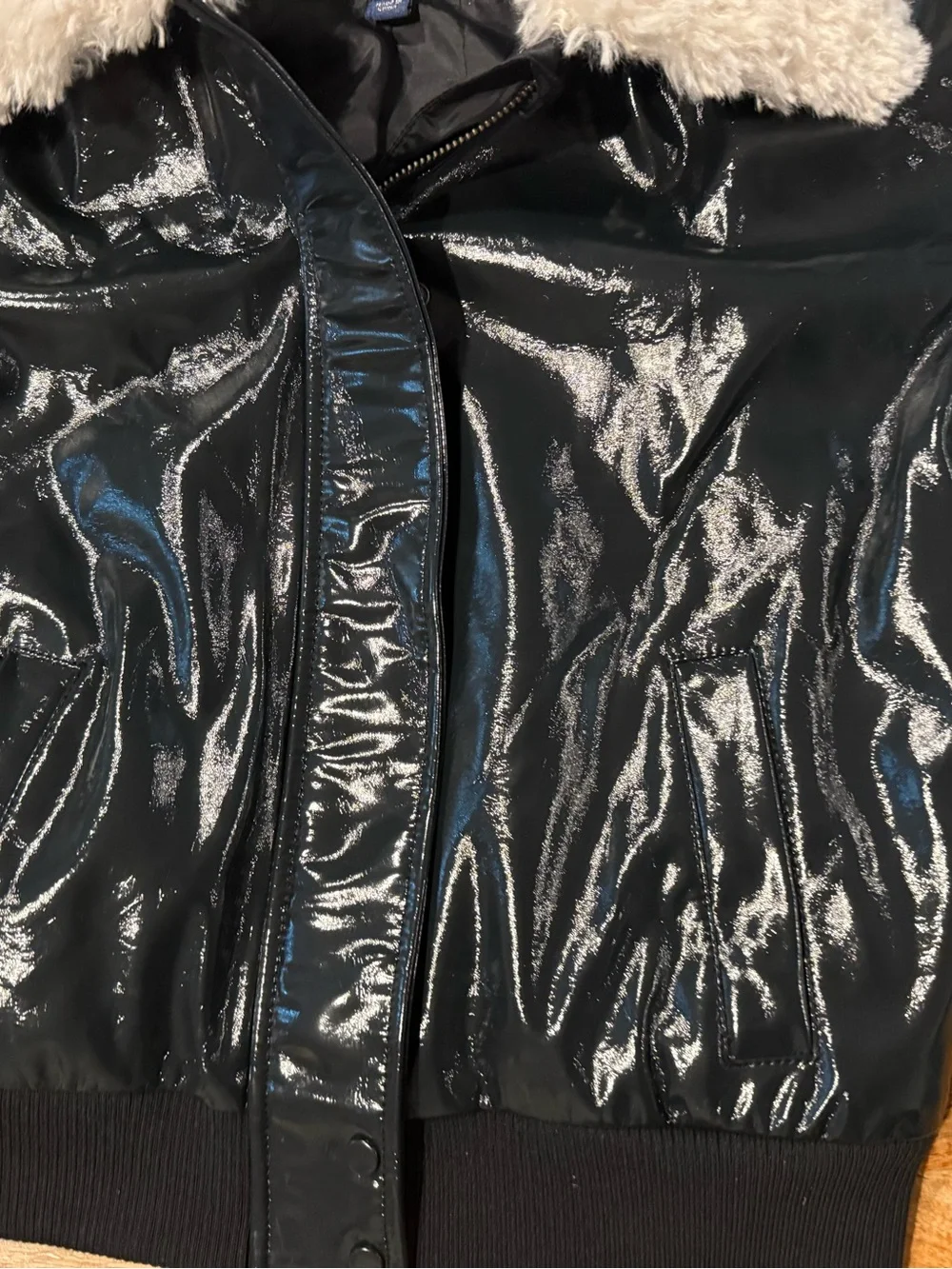 Scoop Faux Leather Black Bomber Jacket Size Large 10/12 NWT